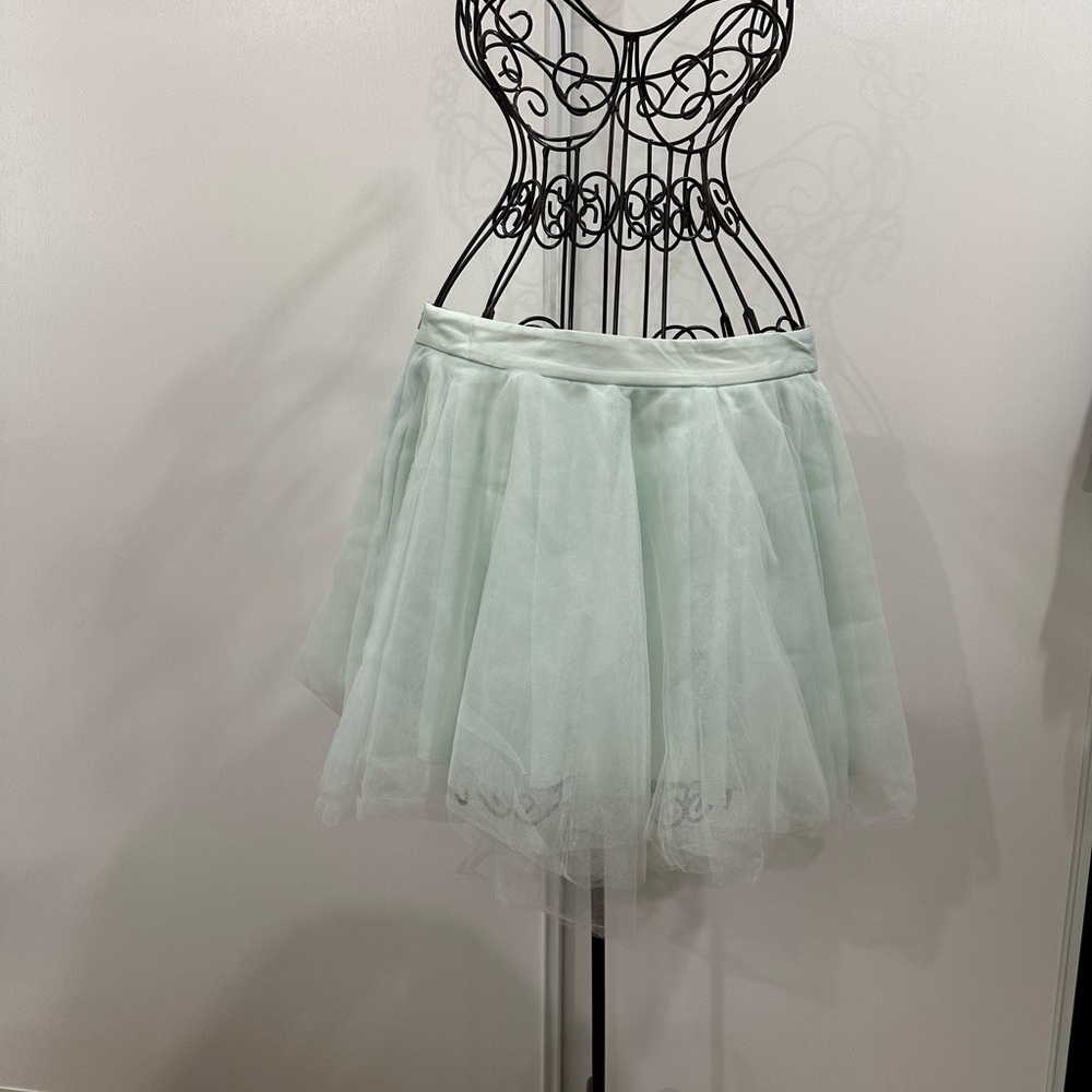 Elegant Mint Green Tulle Skirt